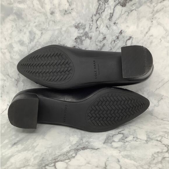 Cole Haan Women's 7B Black Leather The Go-To Block Heel Pump 45mm Slip On S1-15 - Picture 9 of 11